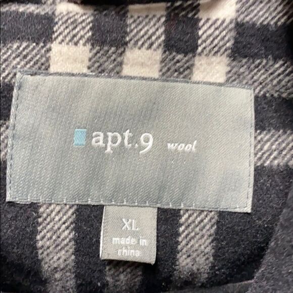 Apt. 9 Black & White Double Breasted Belt Wool Coat - Picture 2 of 10